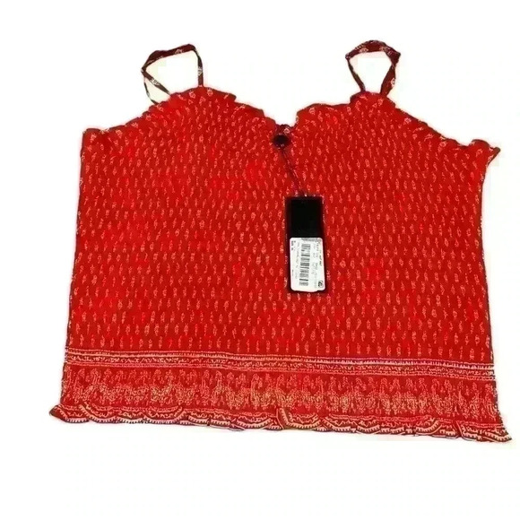 Gianni Bini GB Red Patterned Crop Top NWT - Picture 2 of 6